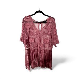 Lane Bryant Lace Blouse in Mauve 22/24
